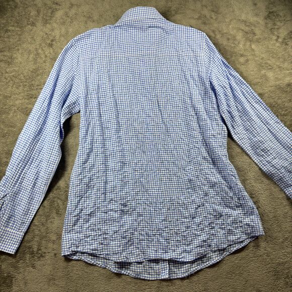 J McLaughlin Women Button Up Shirt Plaid Gingham Cotton Blue White Small H302 - Picture 3 of 8